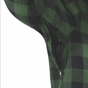 Black and Green armored motorcycle flannel detail