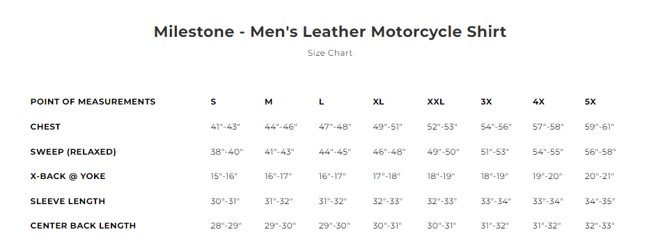 Men's Milestone Leather Shirt: Milestone - Men's Motorcycle Leather Shirt
The Milestone is a true leather overshirt, running 