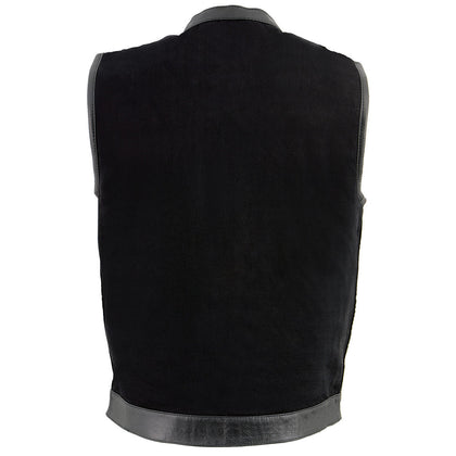 Milwaukee Leather MDM3010 men's black denim club vest plain back panel