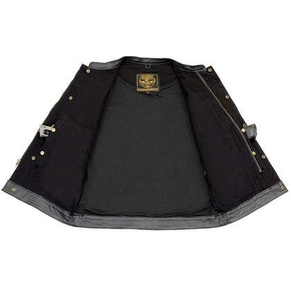 Milwaukee Leather MDM3010 men's black denim club vest interior pockets