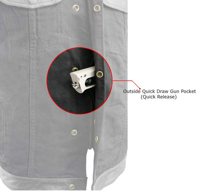 Milwaukee Leather MDM3010 denim club vest quick draw pocket detail