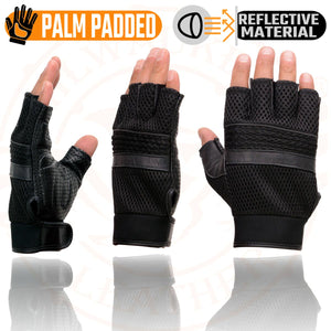 Milwaukee Leather MG7504 fingerless gloves back and side views