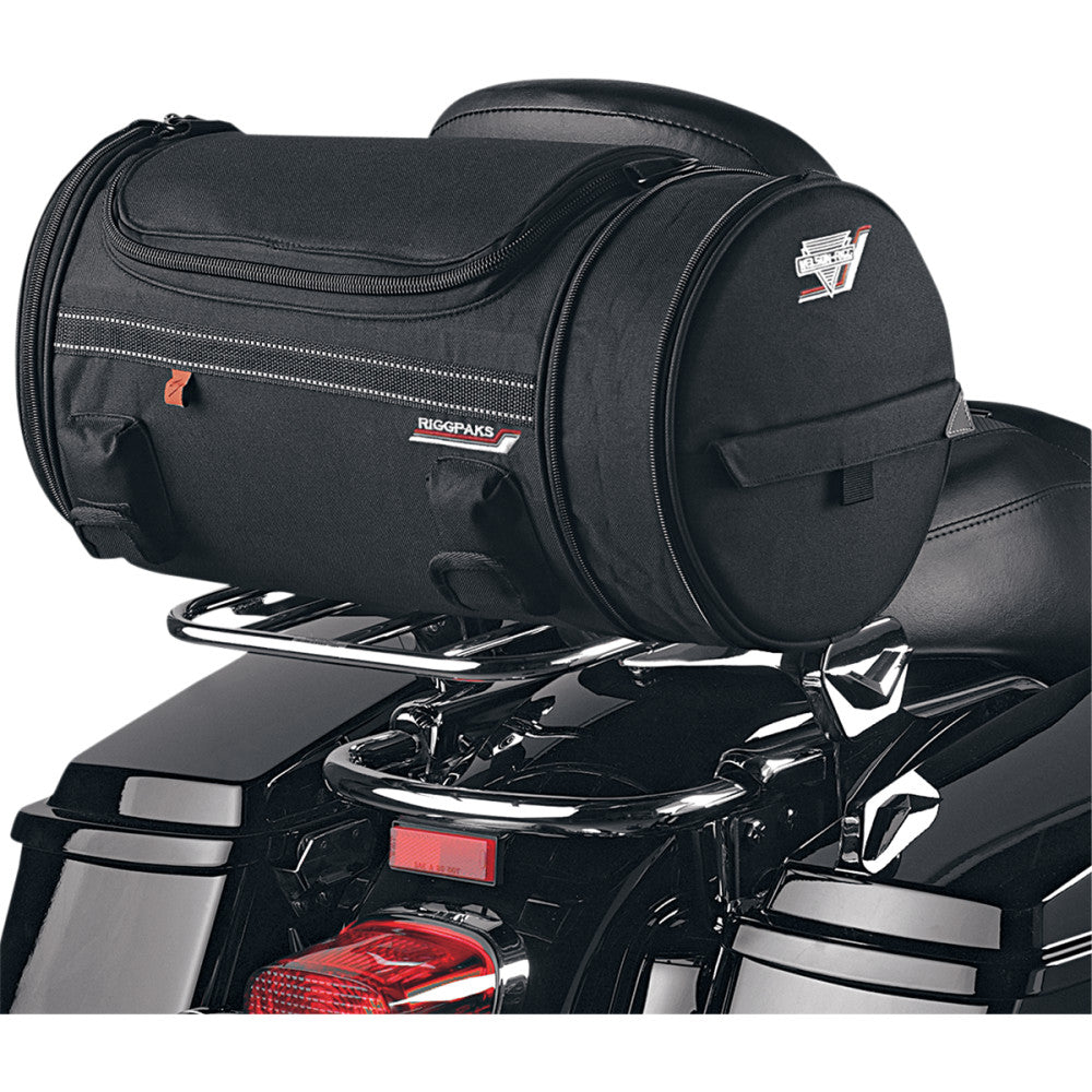 Nelson Rigg CTB-250 Roll Bag, black, mounted on a motorcycle luggage rack