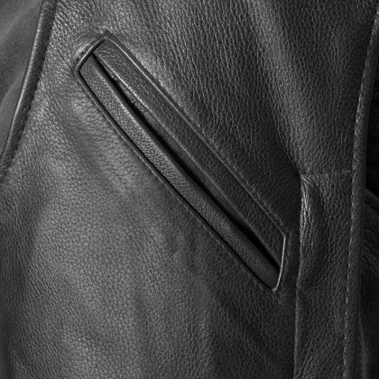 Nomad Drum Rolled Chaps black leather and zippered pocket detail