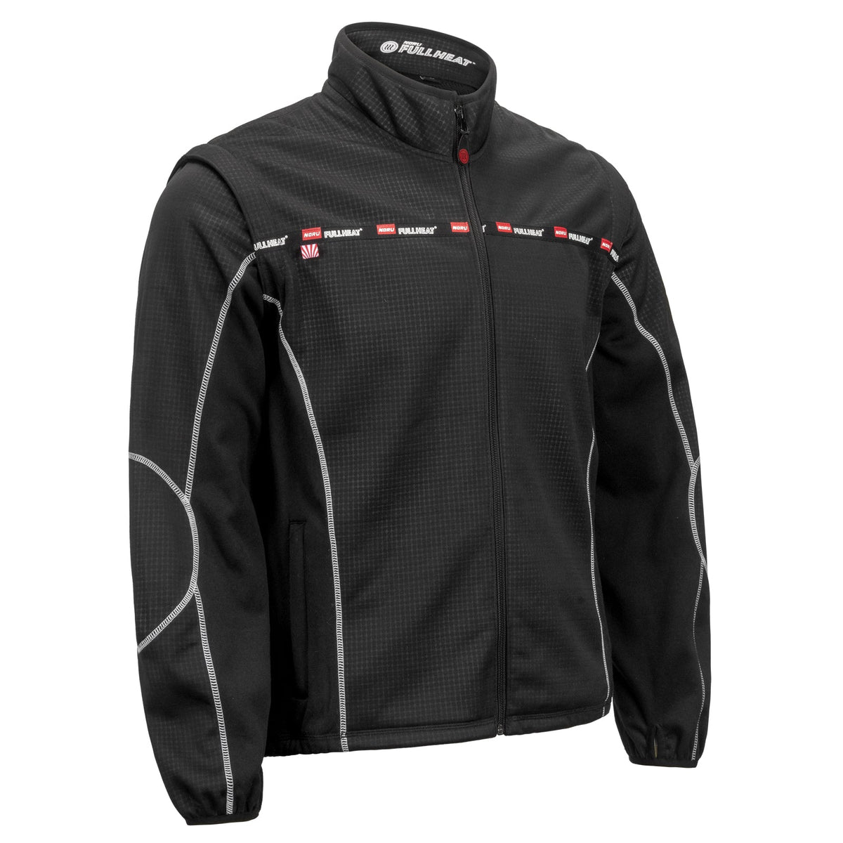 NORU Full Heat Mid Layer Jacket in black, front angle view