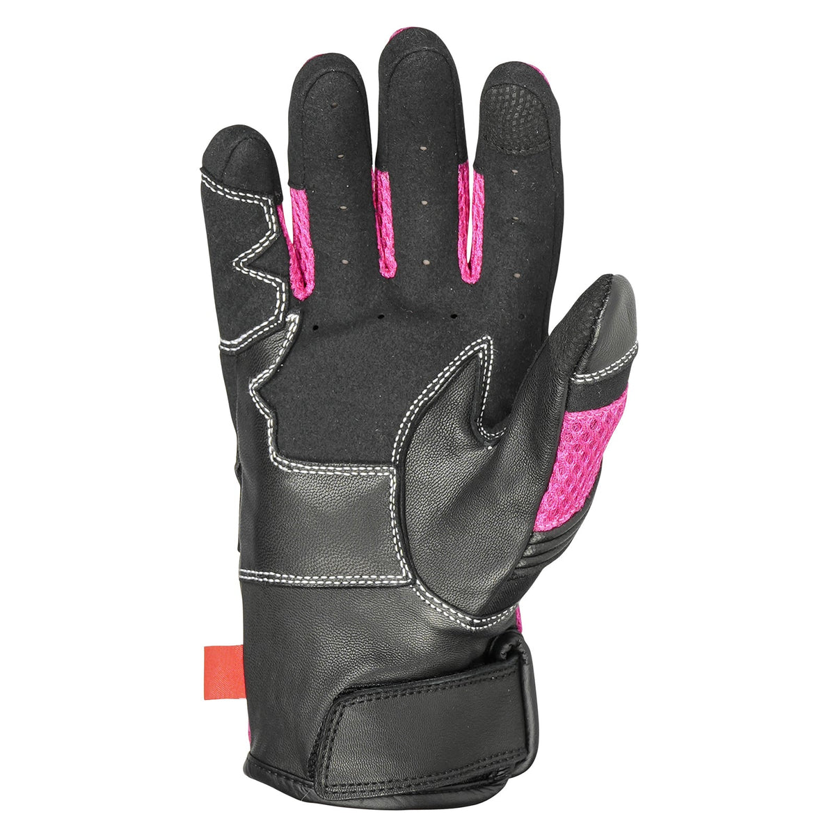 NORU Women's Kiryu mesh riding gloves in Pink/Black, palm view