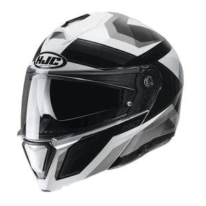 HJC i90 Lark: HJC Black/White/Gray i90 Lark MC10 HelmetAdvanced Polycarbonate Composite Shell: Lightweight, superior fit and 