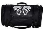 PVC Large SissyBar Trunk Bag With Skull: Image shows reflective skulls illuminated by light