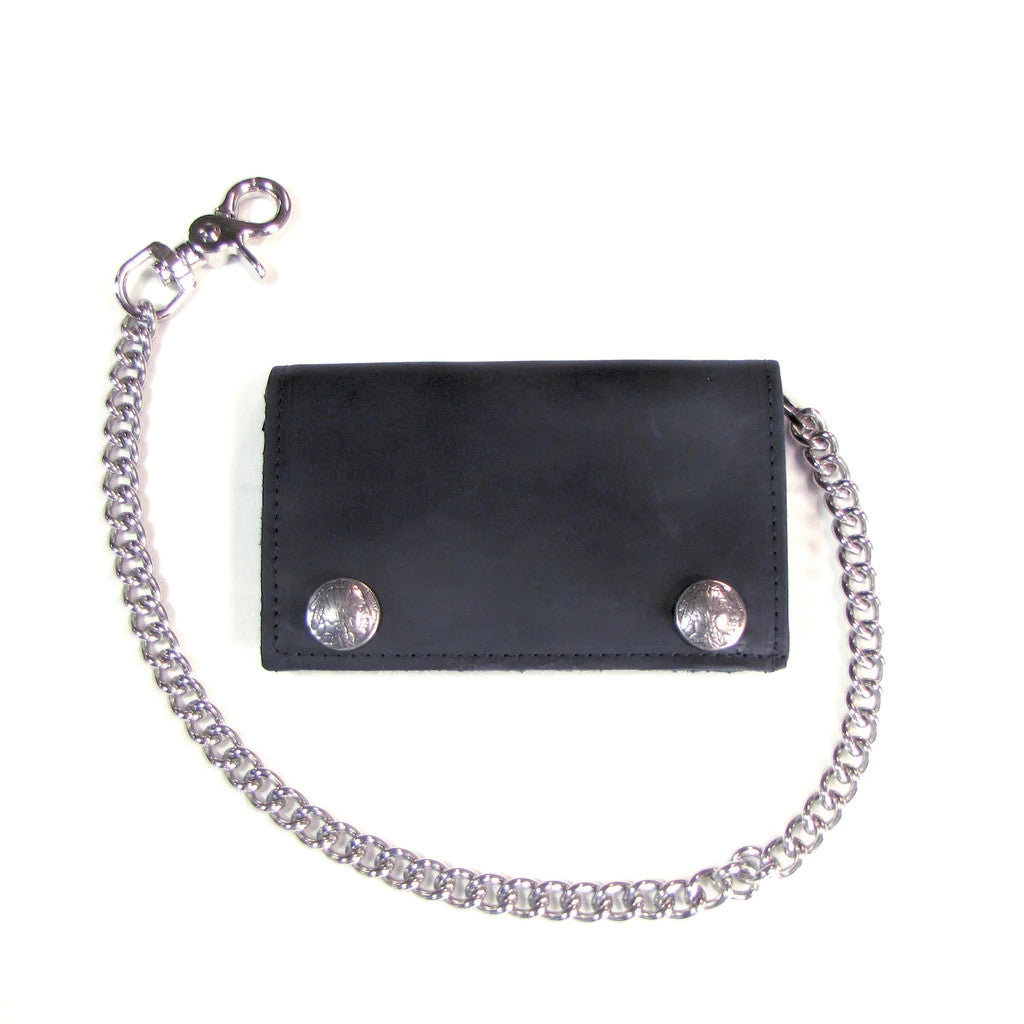 USA-Made X-Large Tri-Fold Wallet With Head Snaps Black