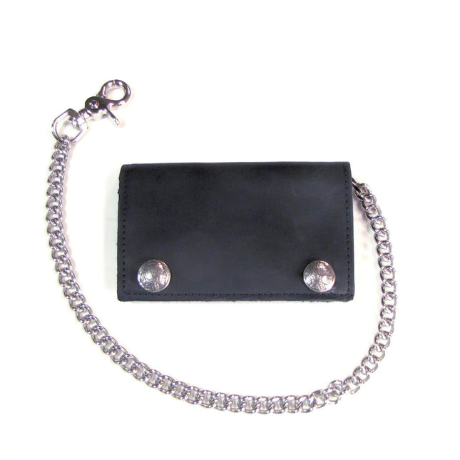 USA-Made X-Large Tri-Fold Wallet With Head Snaps Black