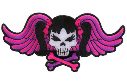 Pigtails Skull and Wings embroidered patch P3419