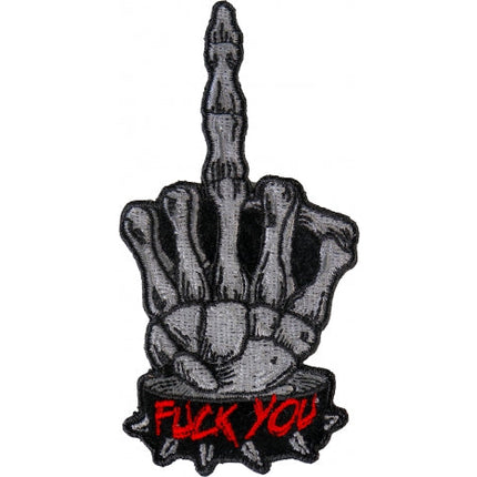 FU skeleton middle finger embroidered patch P6887