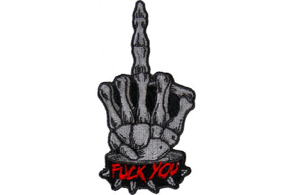 FU skeleton middle finger embroidered patch P6887