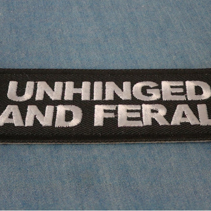 Unhinged and Feral patch embroidered detail