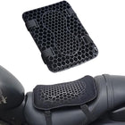 Black AirGel passenger seat cushion installed on a motorcycle