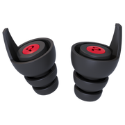 Pinlock Earplug Set with Case, black and red, earplug pair