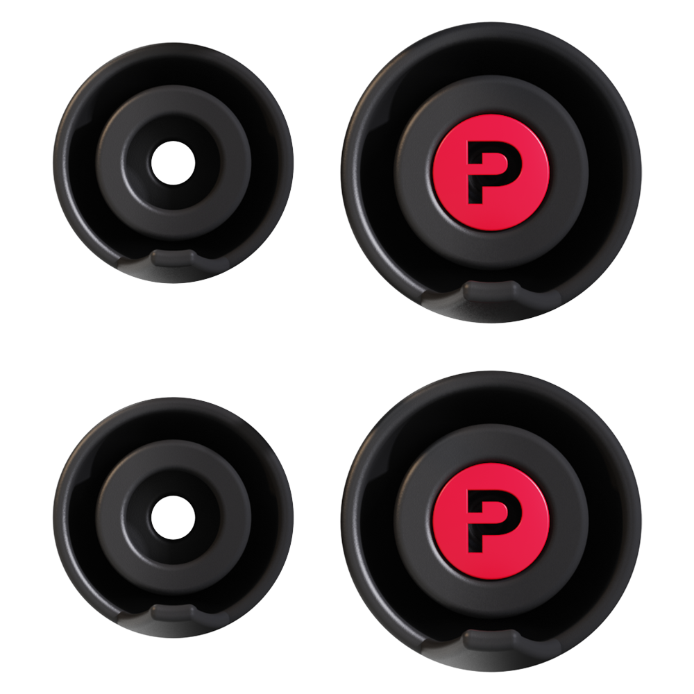 Pinlock Earplug Set with Case, black and red, Medium and Large size comparison