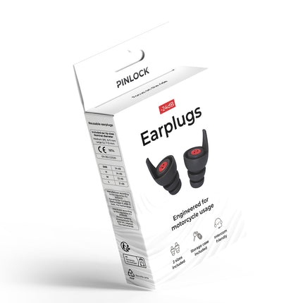 Pinlock Earplug Set with Case, black and red, retail packaging