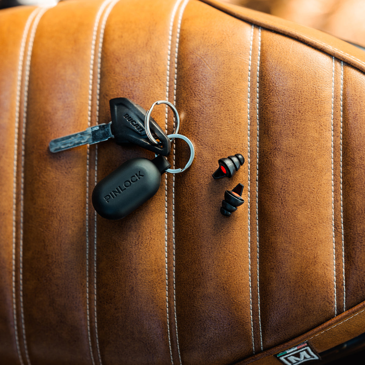 Pinlock Earplug Set with Case, black and red, earplugs and case with motorcycle keys