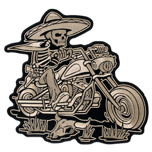 Mexicali Biker: Sombrero Skeleton Rider 11" X 10" Patch