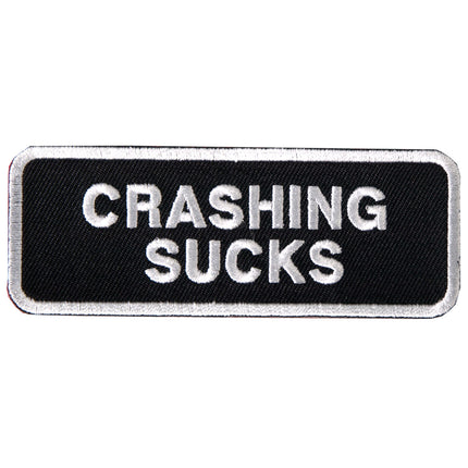 Crashing Sucks Patch White Border 4 Inch