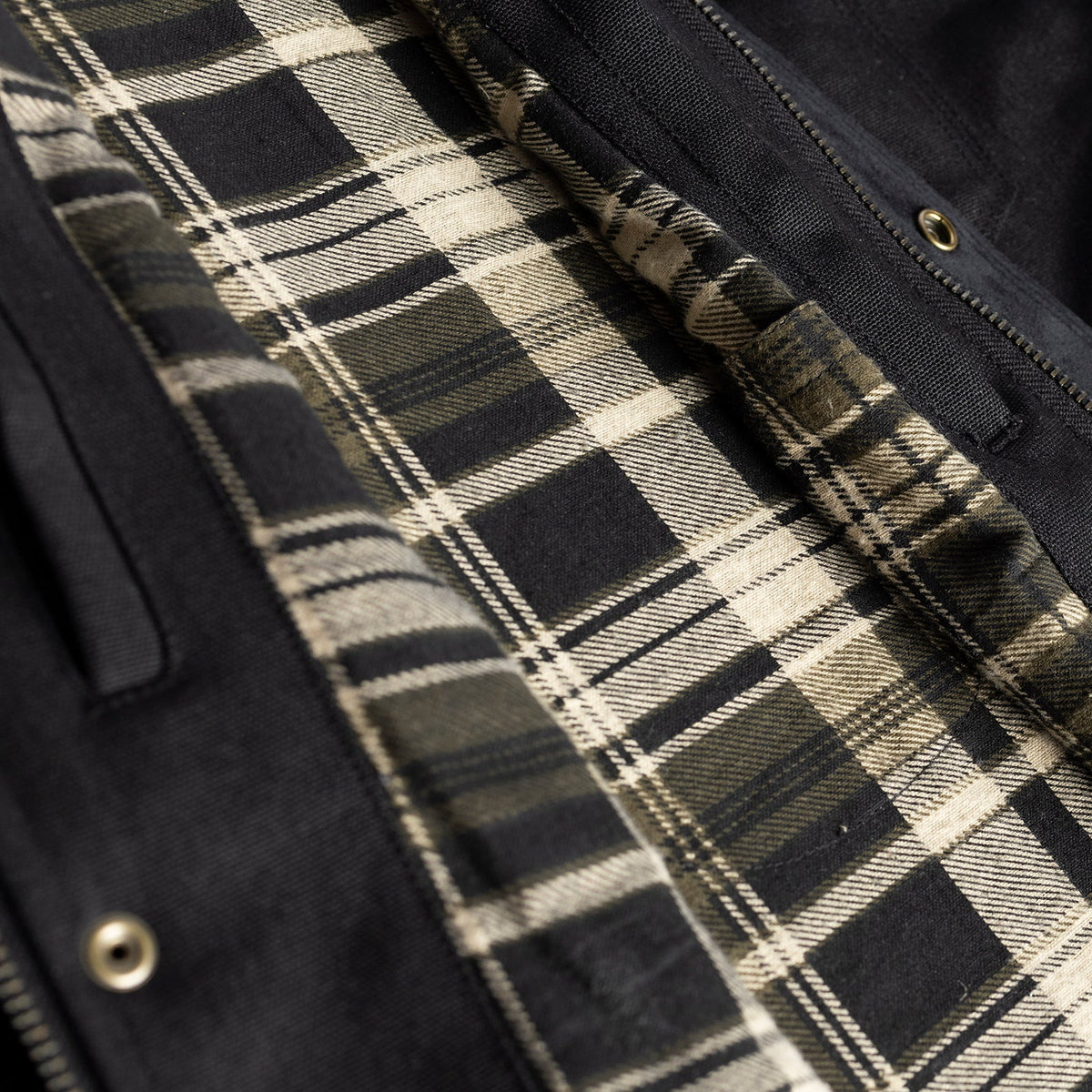 Cortech Rambler Wax Cotton Riding Jacket, plaid interior lining detail
