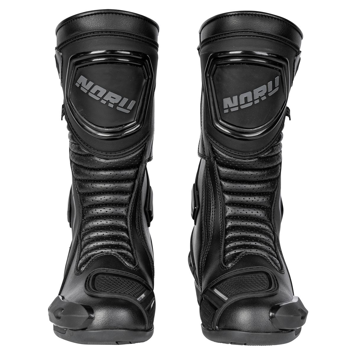 NORU Hakone motorcycle boots in black, front view