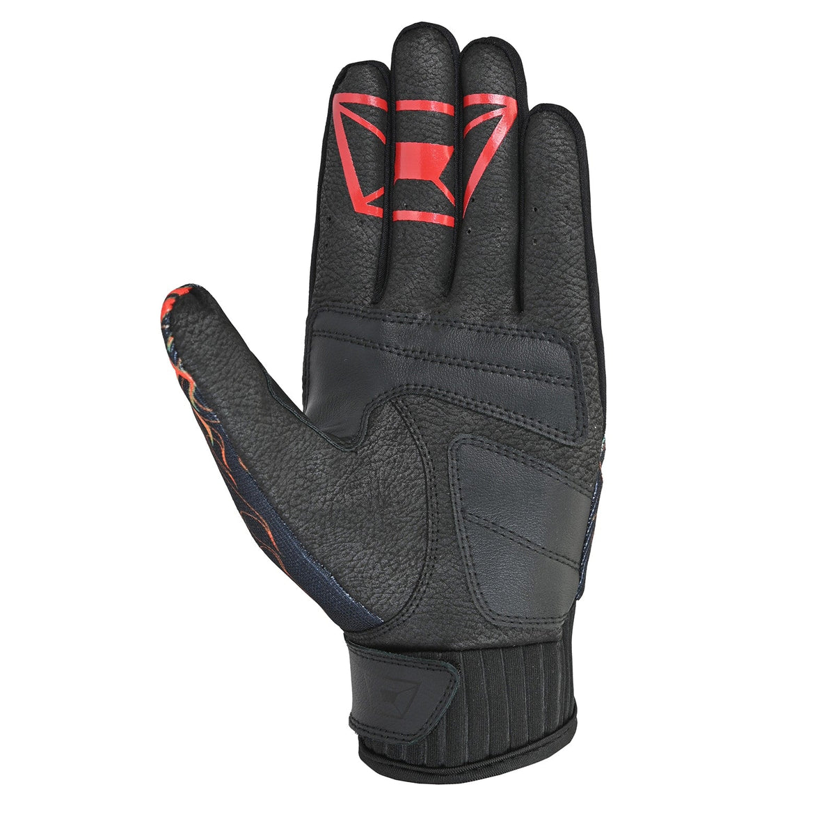 Cortech Standard Issue Flame Gloves in Flames color, palm view