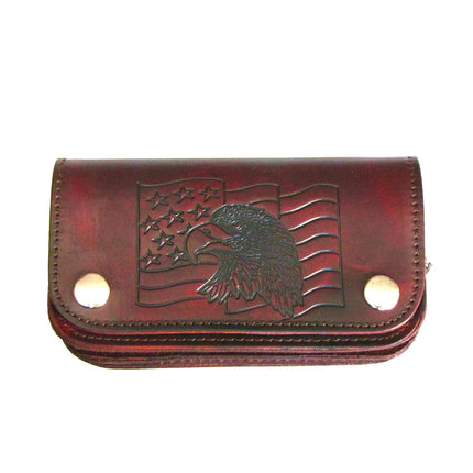 6" Ant Biker Wallet Eagle Head Flag Brown