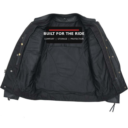 Raider jacket interior with Built for the Ride message