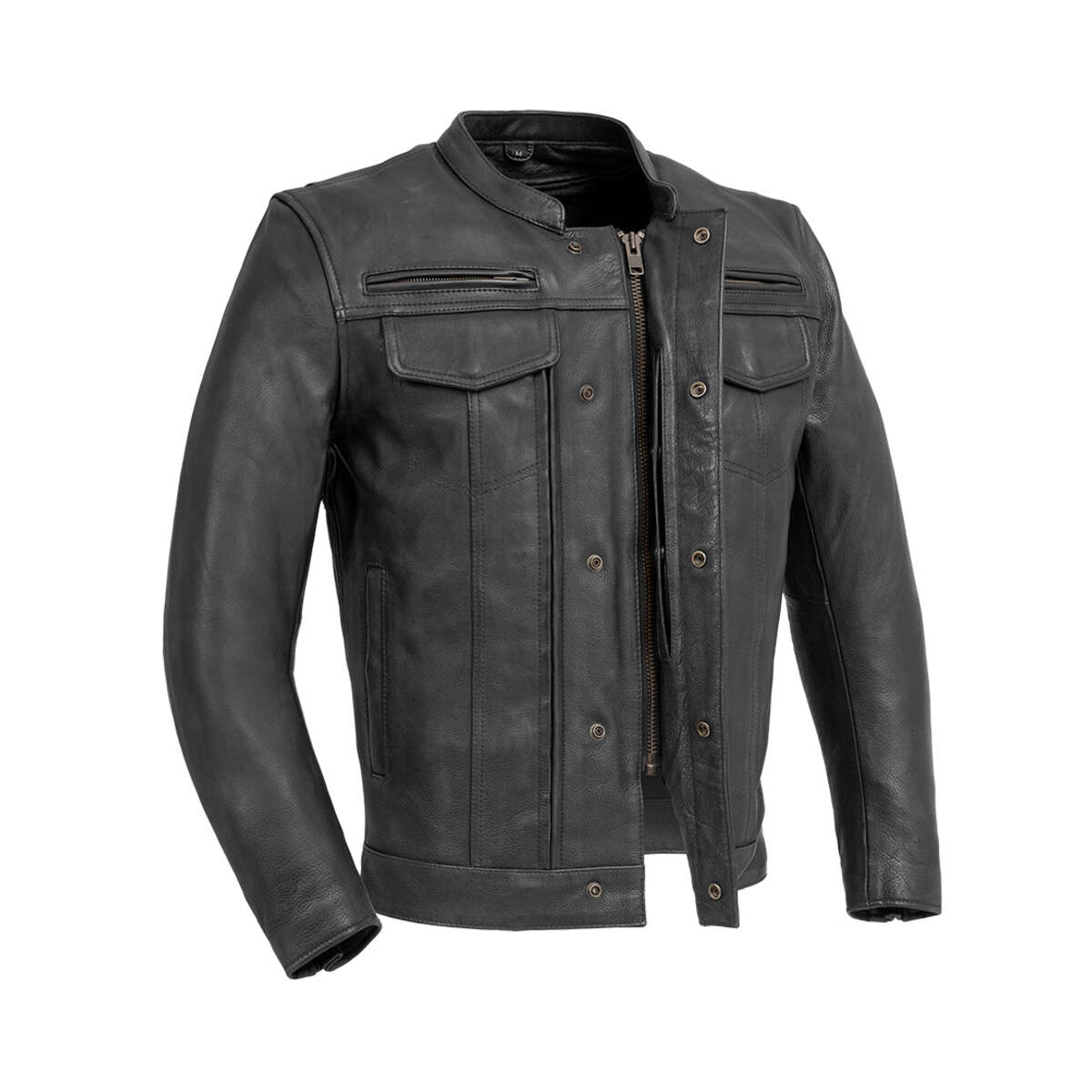 Eagle Leather Raider black jacket open front view