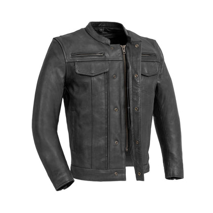 Eagle Leather Raider black jacket open front view