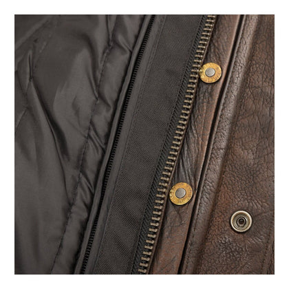 Raider copper jacket liner zipper and snap hardware detail