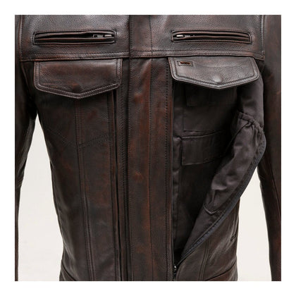 Raider copper jacket chest and hidden utility pocket detail