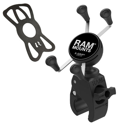 Small RAM X-Grip Holder with Tough-Claw in Black - complete mount and included tether