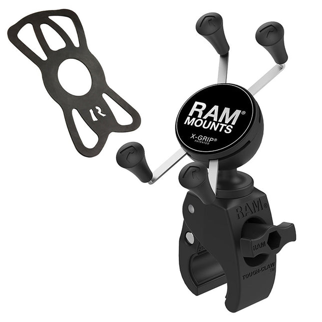 Small RAM X-Grip Holder with Tough-Claw in Black - complete mount and included tether