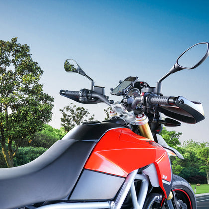 Small RAM X-Grip Holder with Tough-Claw in Black - motorcycle handlebar installation example