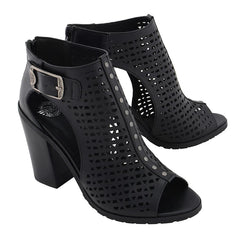 Mesh Open Toe Platform Heeled Sandles: Milwaukee Leather MBL9453 Women's Black Mesh Open-Toe Platform Fashion Casual Heeled S