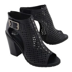 Mesh Open Toe Platform Heeled Sandles: Milwaukee Leather MBL9453 Women's Black Mesh Open-Toe Platform Fashion Casual Heeled S