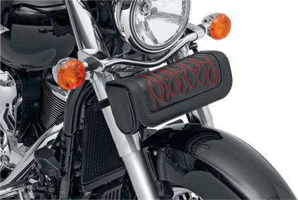 Saddlemen Highwayman Tattoo tool pouch red flame design detail