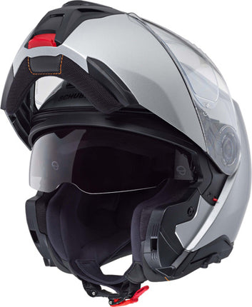 Schuberth CONCEPT Silver modular helmet with chin bar open