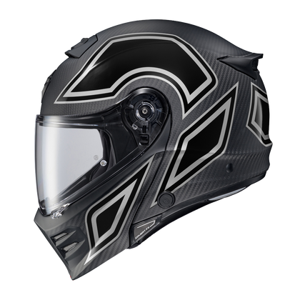 Scorpion Covert FX Mod Carbon Coast-2-Coast Phantom helmet, left profile with clear shield