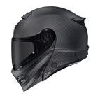 Scorpion Covert FX Modular Carbon Solid Matte Black helmet, left profile, dark smoke shield