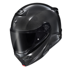 Scorpion Covert FX Modular Carbon Solid Gloss Black helmet, three-quarter top view, dark smoke shield