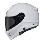 Scorpion Covert FX Modular Carbon Solid Gloss White helmet, left profile, dark smoke shield