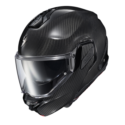 Scorpion EXO-TECH II Carbon Gloss Black modular helmet, three-quarter top view