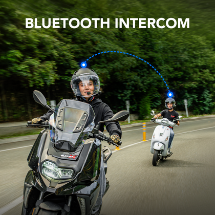 Two riders using the Sena VORTEX two-way Bluetooth intercom