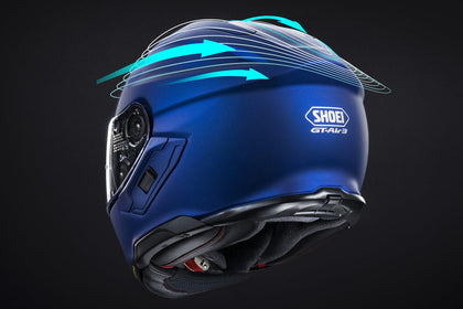 Shoei GT Air 3 aerodynamic development and wind tunnel airflow