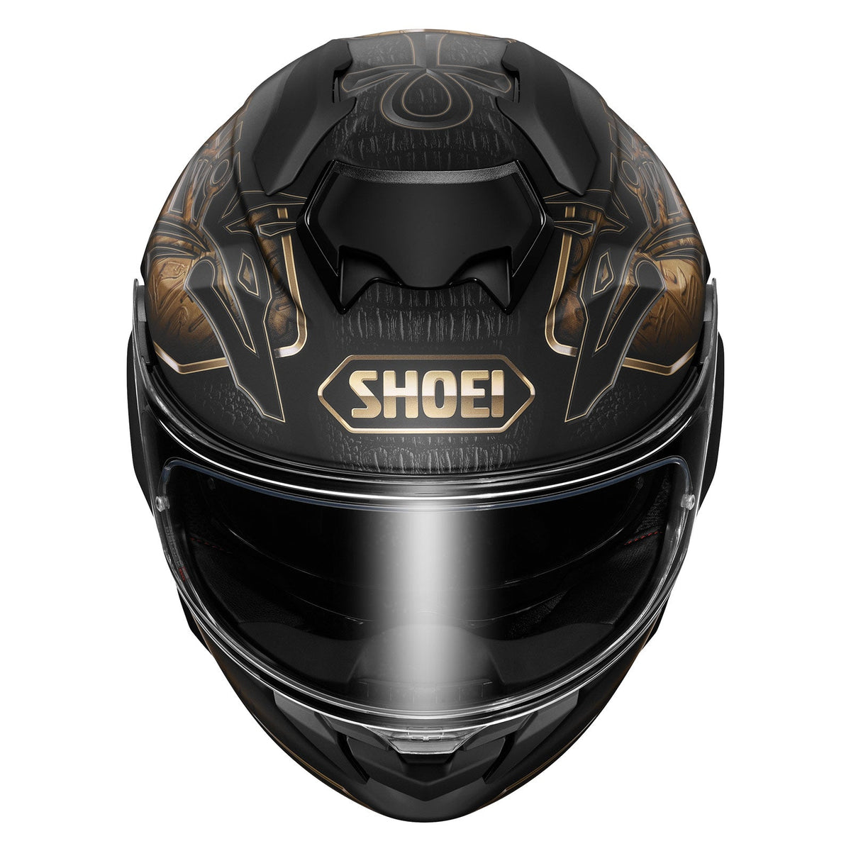 SHOEI GT-Air 3 Nile helmet, Nile TC-9 matte black and gold, top view