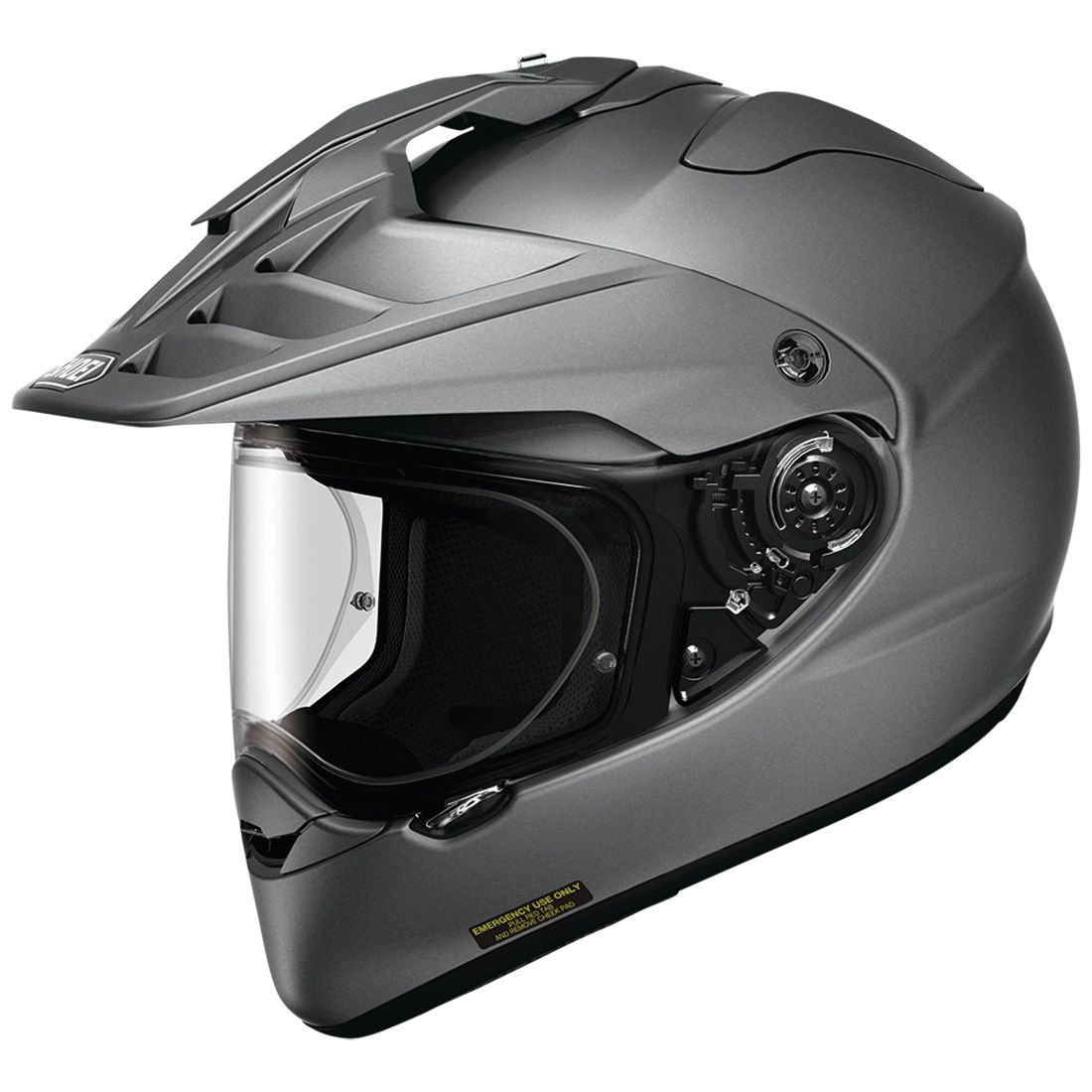 SHOEI Hornet X2 Adventure Helmet in Matte Deep Gray, official front three-quarter studio view